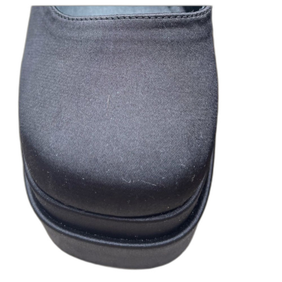 Black 6 in block heel with 2 in platform, glossy fabric, cool disco shoes, 8 - Picture 3 of 11